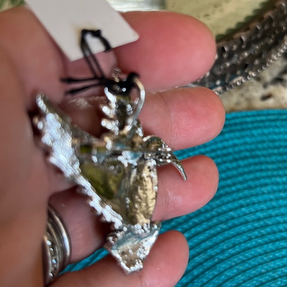 Rare! NWT Betsey Johnson Red Silver Rhinestone Hummingbird or Pendant - Picture 7 of 9